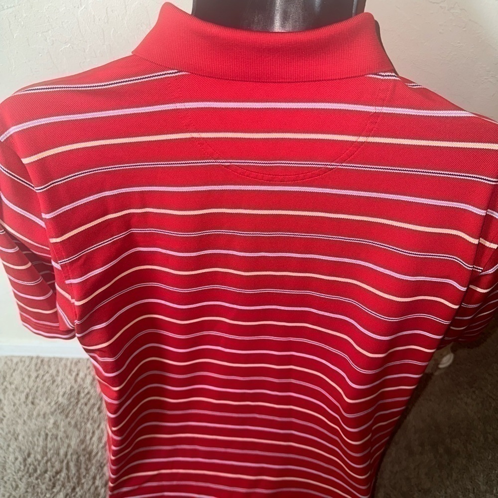 Men’s used Fairway & Greene tech red polo shirt striped size L large - Picture 3 of 3